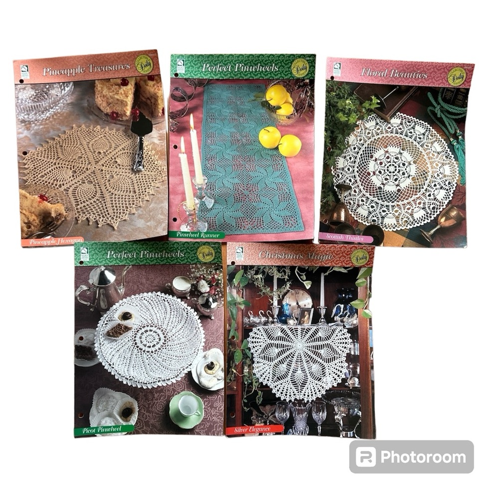 VTG House of White Birches World's Finest Doilies Lot Of 5 Crochet Pattern Cards